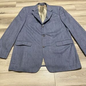 Brooks Brothers Sport Coat Mens 44 XL Jacket Grey‎ Wool Silk Linen Herringbone